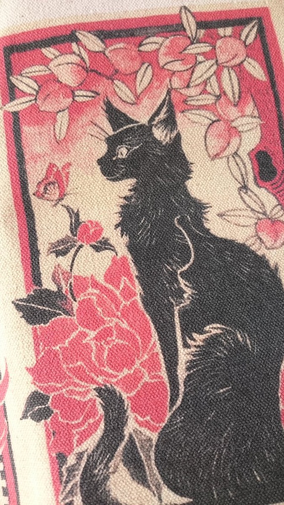 猫と狐、マッチ柄トートバッグ-M