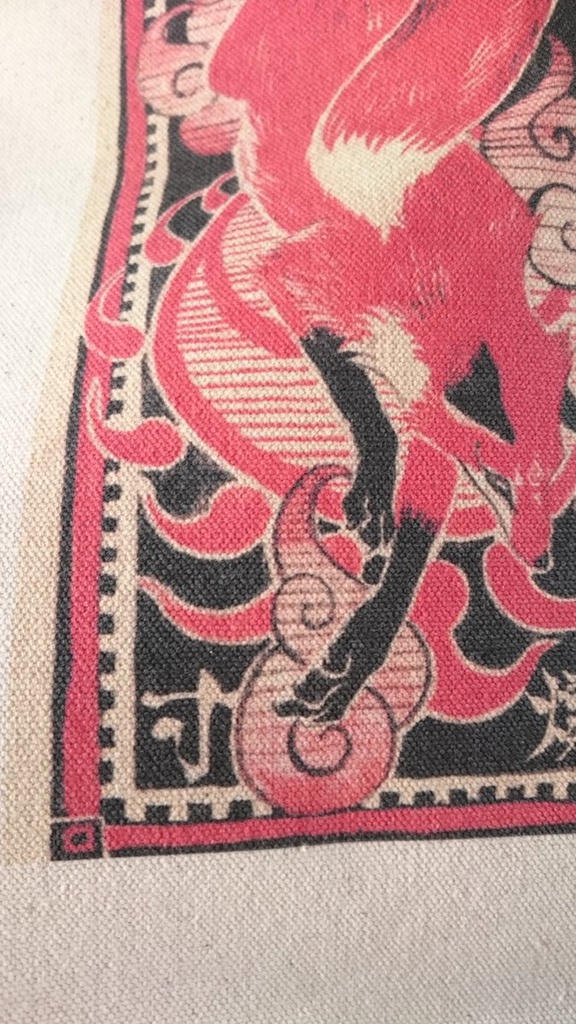 猫と狐、マッチ柄トートバッグ-M