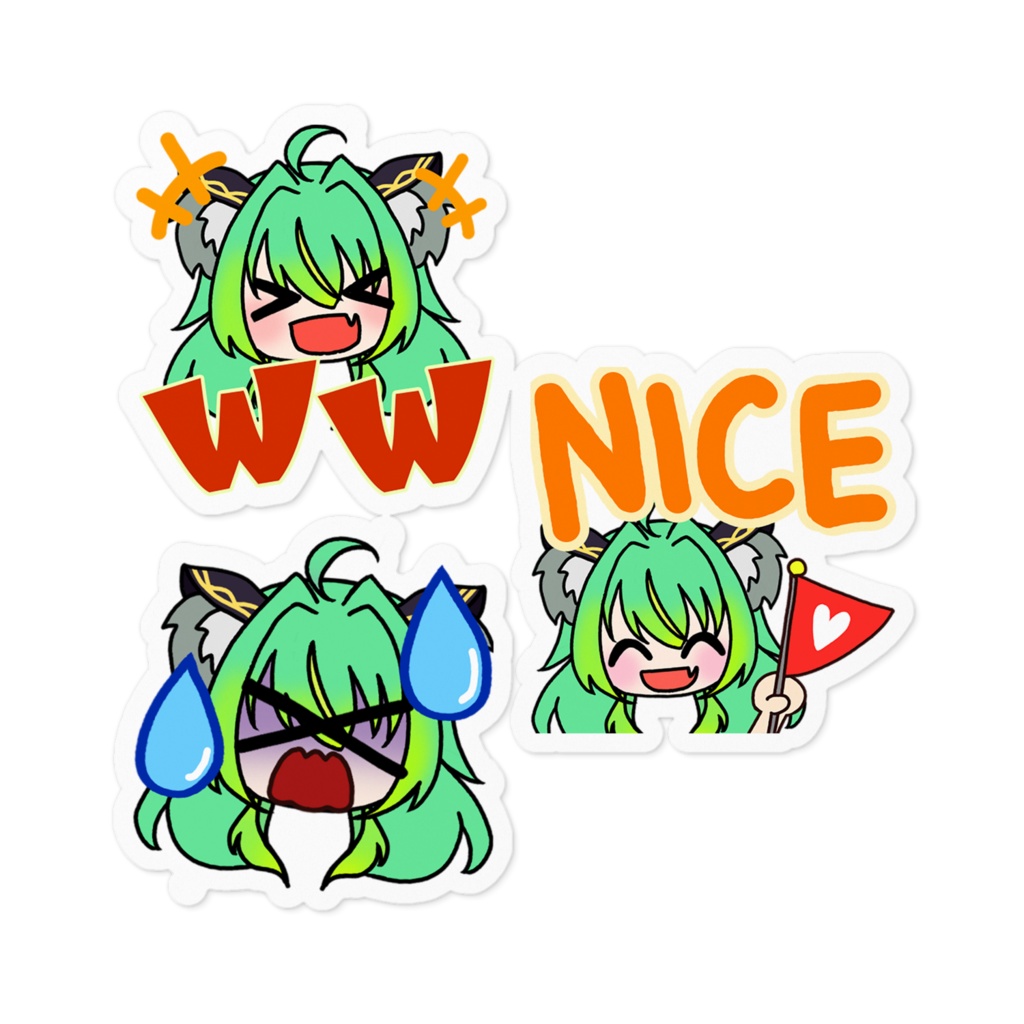 日向きなこ☀🐨🌟ステッカー(草、汗、NICEVer)