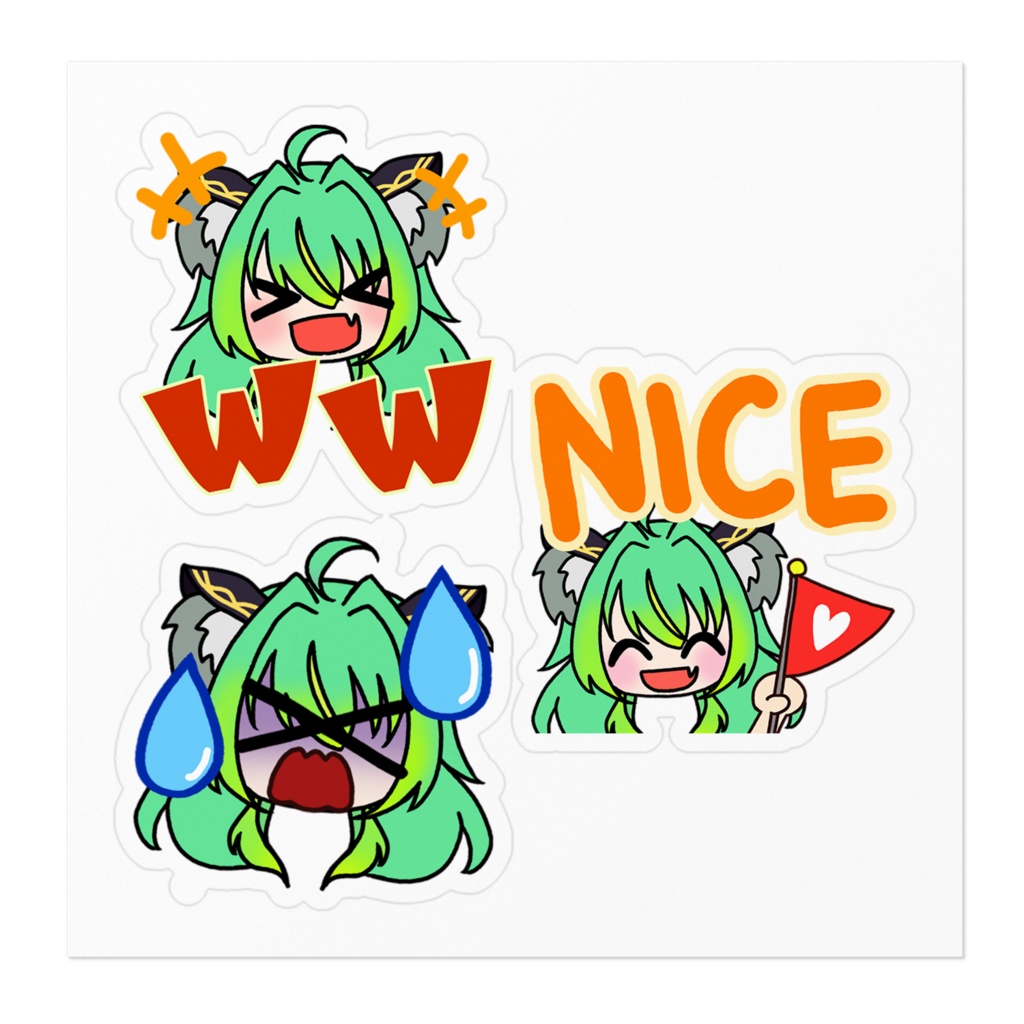 日向きなこ☀🐨🌟ステッカー(草、汗、NICEVer)