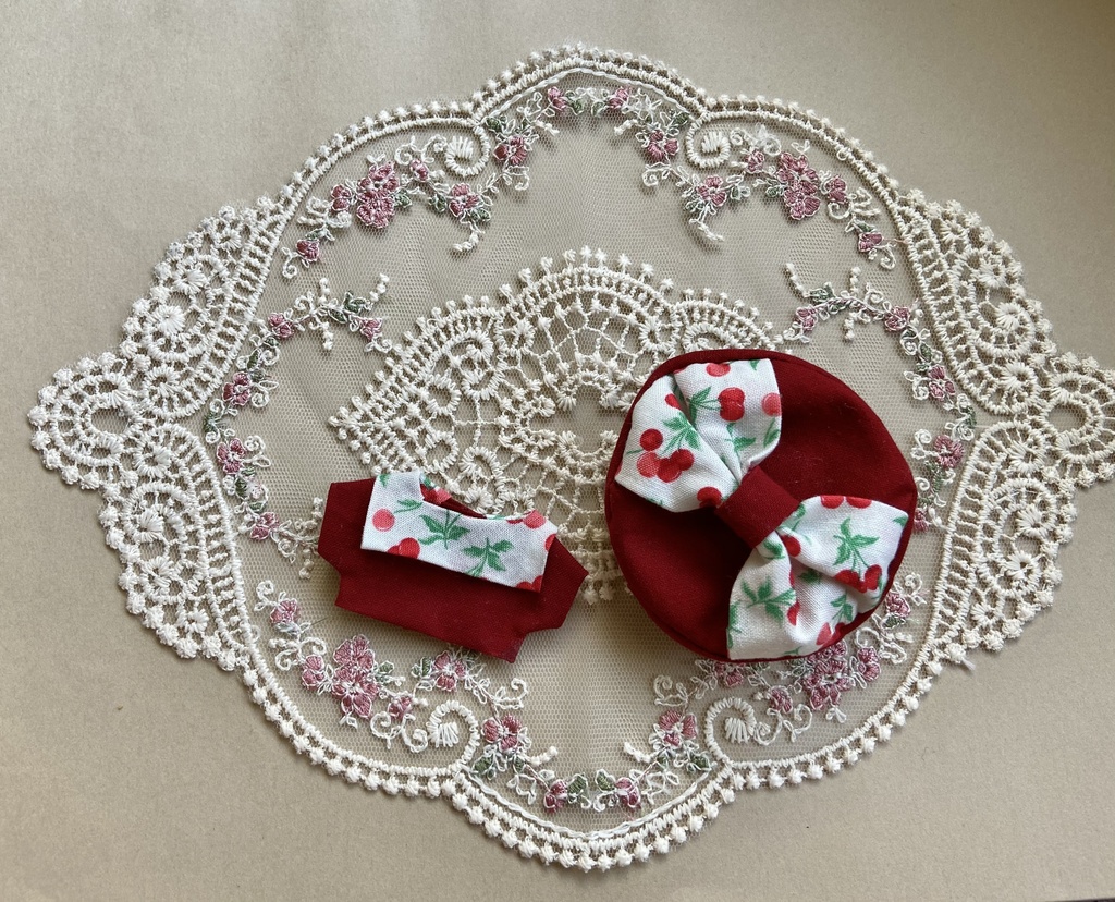 さくらんぼベレー帽&スクエアカラーTシャツ🍒