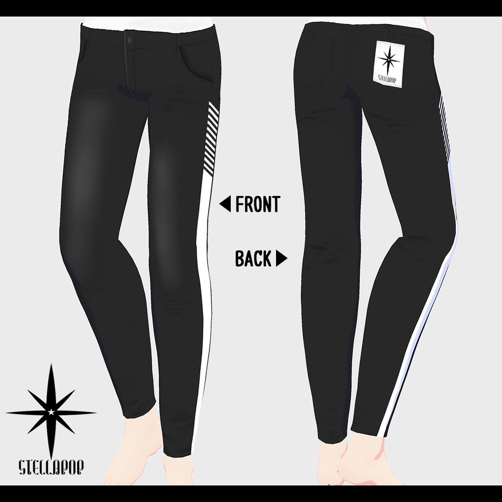 【VRoid専用アパレル】ラインストレッチパンツ(※無料版有)