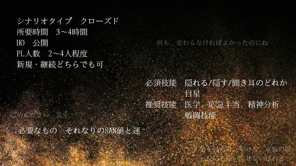 CoCシナリオ 【落陽と星】