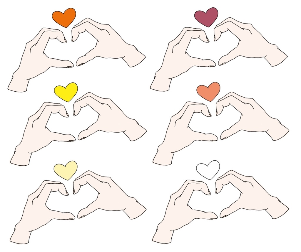 両手ハートステッカー