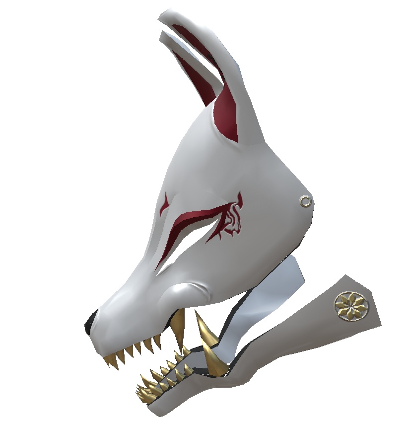 3Dモデル 狐面 顎付き 2種+おまけ