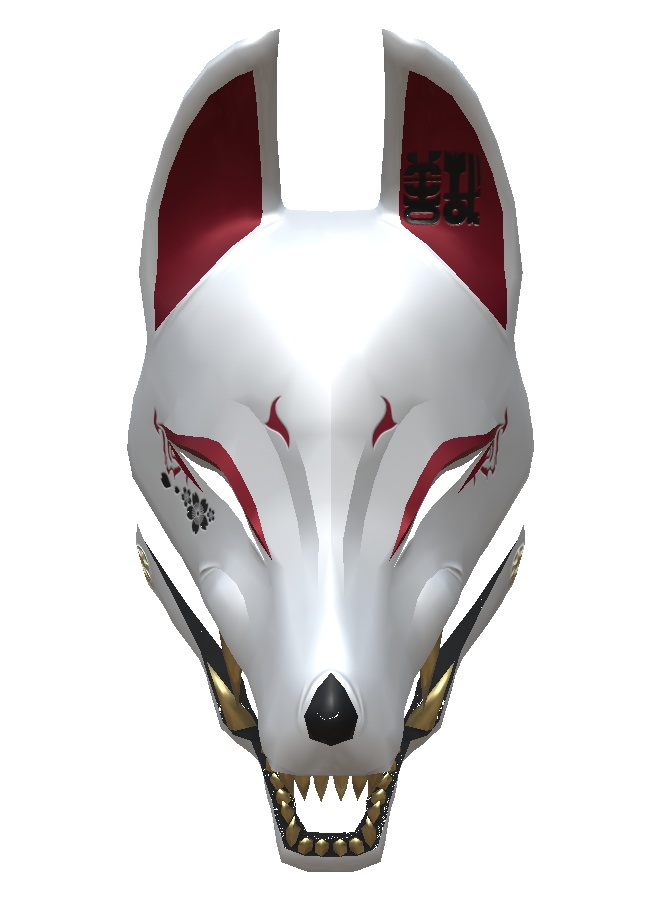 3Dモデル 狐面 顎付き 2種+おまけ