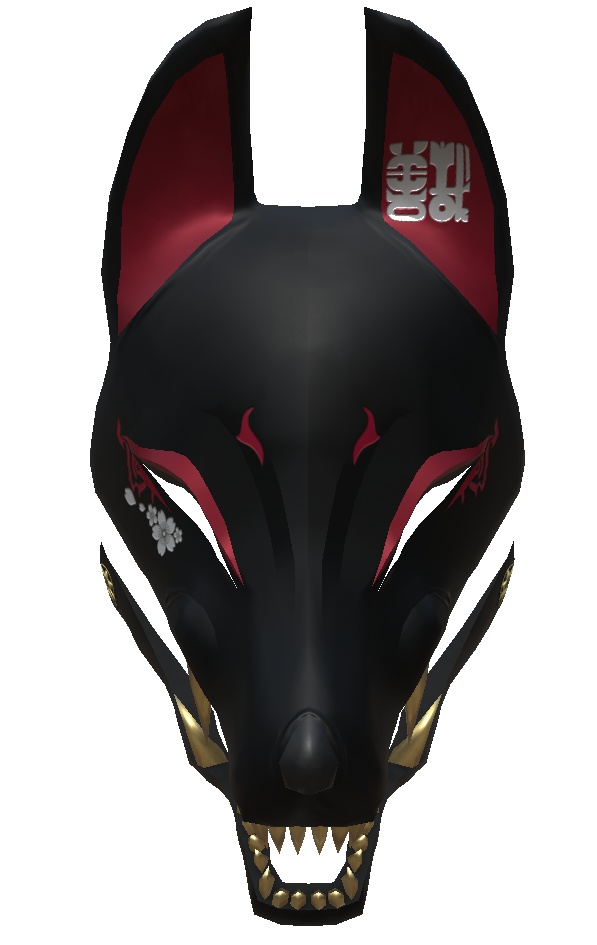 3Dモデル 狐面 顎付き 2種+おまけ