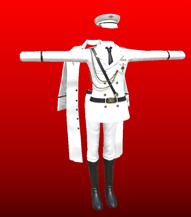 3Dモデル 軍服・肩掛けコート・小物・素体 複数アバター対応