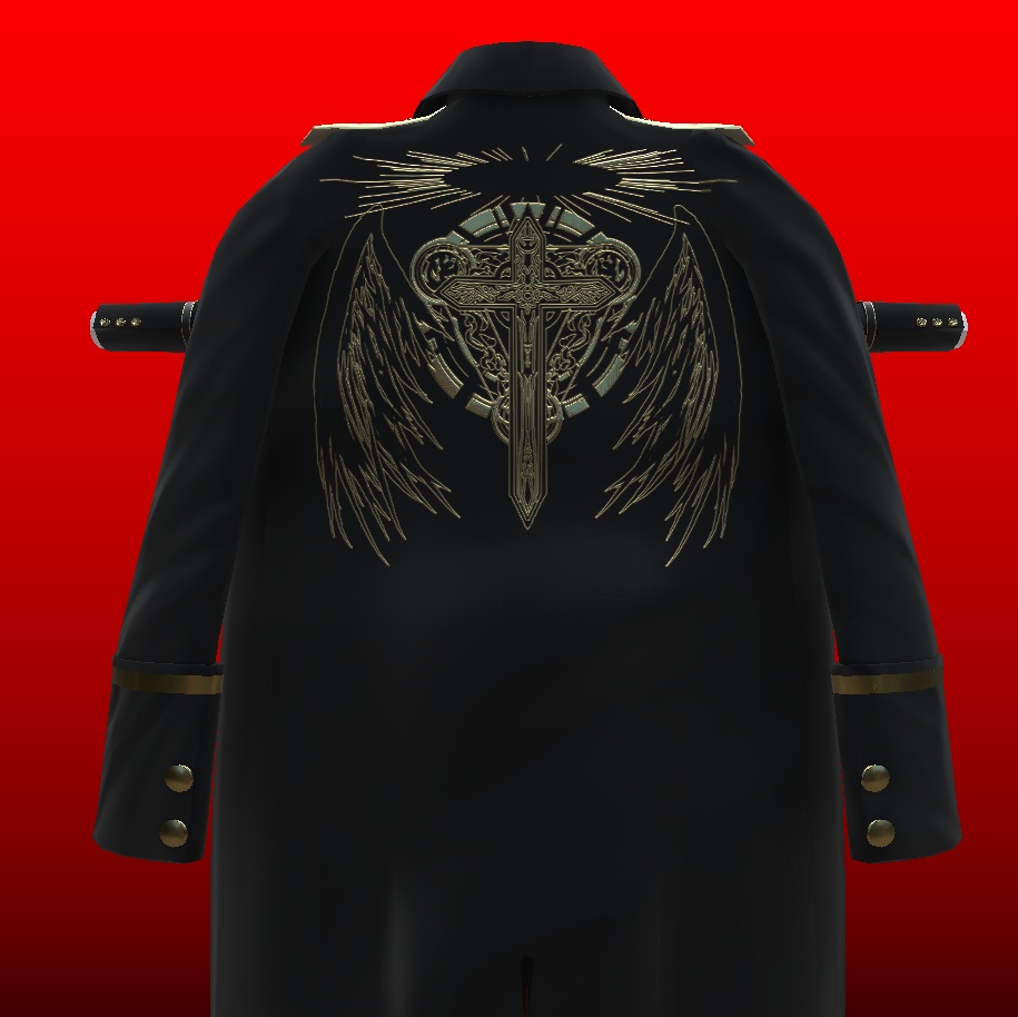 3Dモデル 軍服・肩掛けコート・小物・素体 複数アバター対応