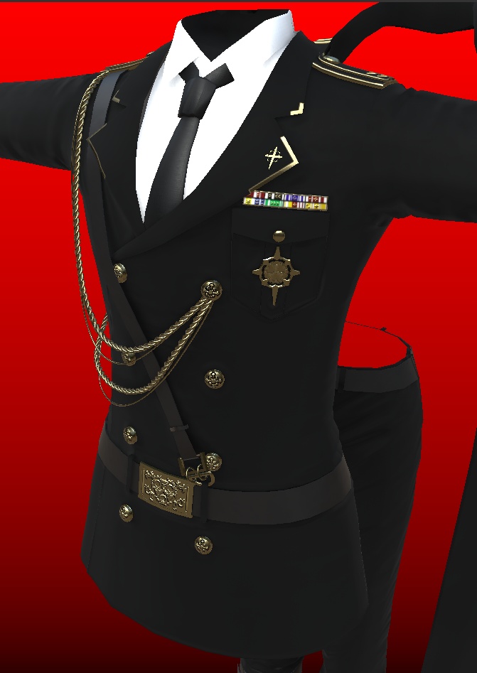 3Dモデル 軍服・肩掛けコート・小物・素体 複数アバター対応