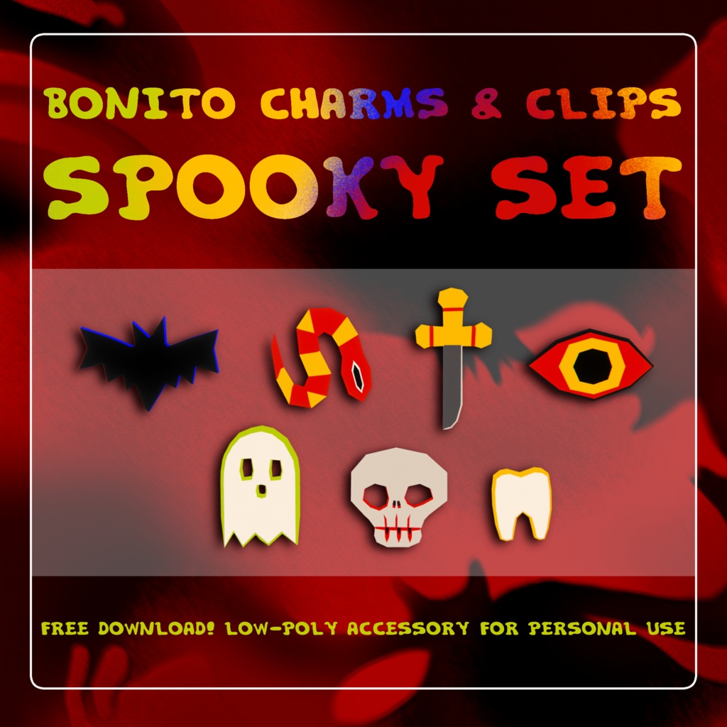 Bonito Charms & Clips SPOOKY SET [3D VRchat Avatar accessory]