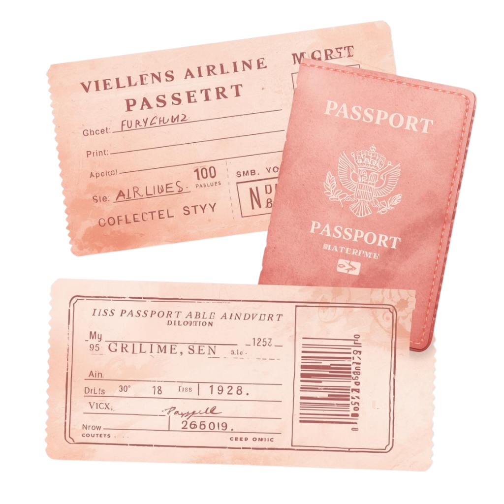 水彩アンティークトラベル素材集(ピンクシリーズ)12点セット Vol.1