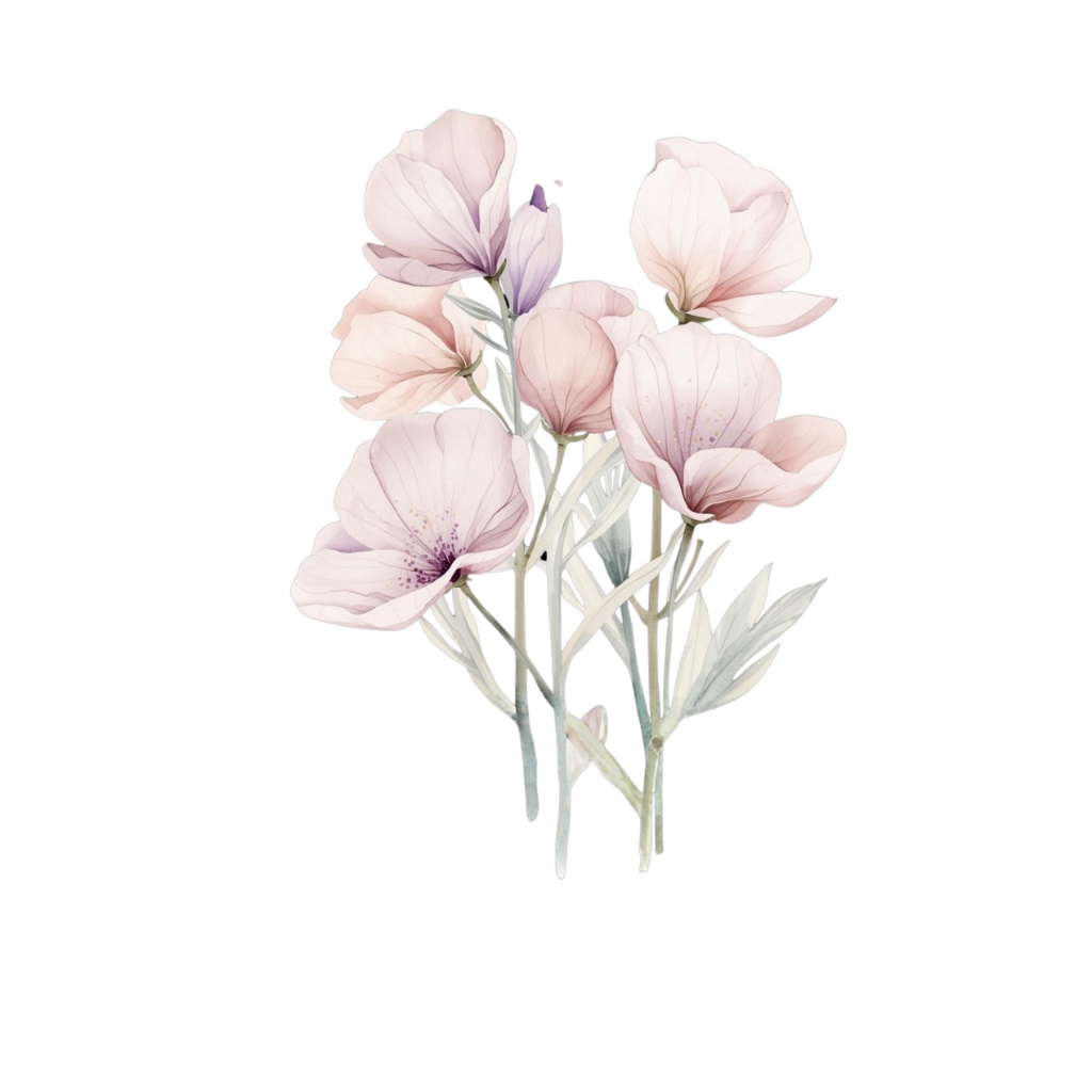 大人かわいい水彩フラワー素材集|12点・透過PNG