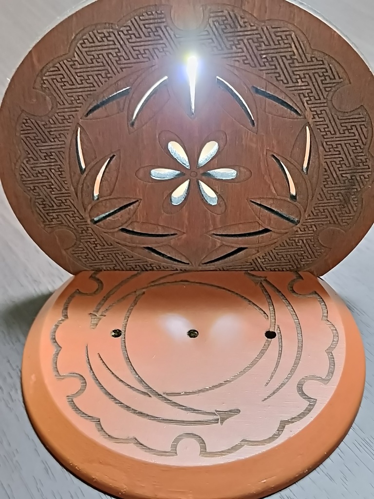 【オビツ11・ねんどろいど用】背景付き木製ドール台座（和風）