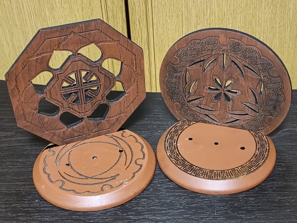 【オビツ11・ねんどろいど用】背景付き木製ドール台座（和風）