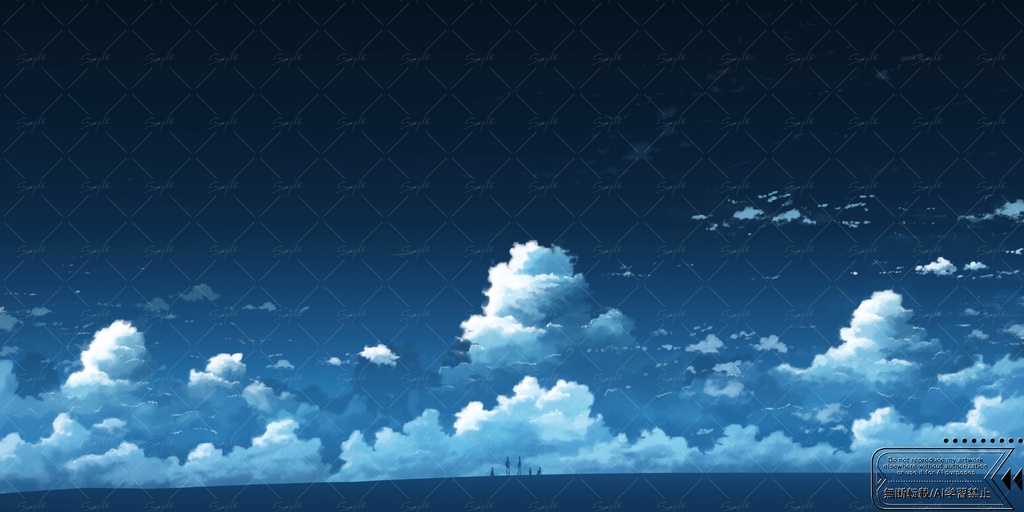 【商用利用OK】手描き雲ループ背景素材|風で揺れる風鈴アニメーション|10s / 1min Loop|4K