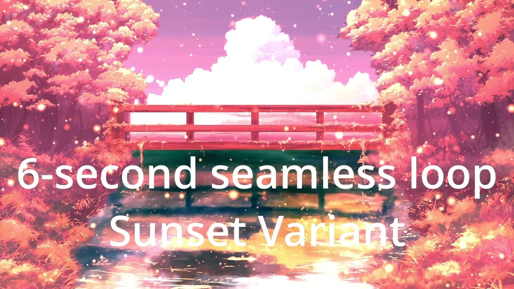 【商用利用OK・差分有り】川と入道雲のループ背景素材|蛍が揺らめく夏の風景|Seamless 6s Loop(Normal / Sunset Variant)
