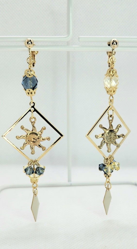 泣きピエロ:燃え尽きた太陽イメージイヤリング