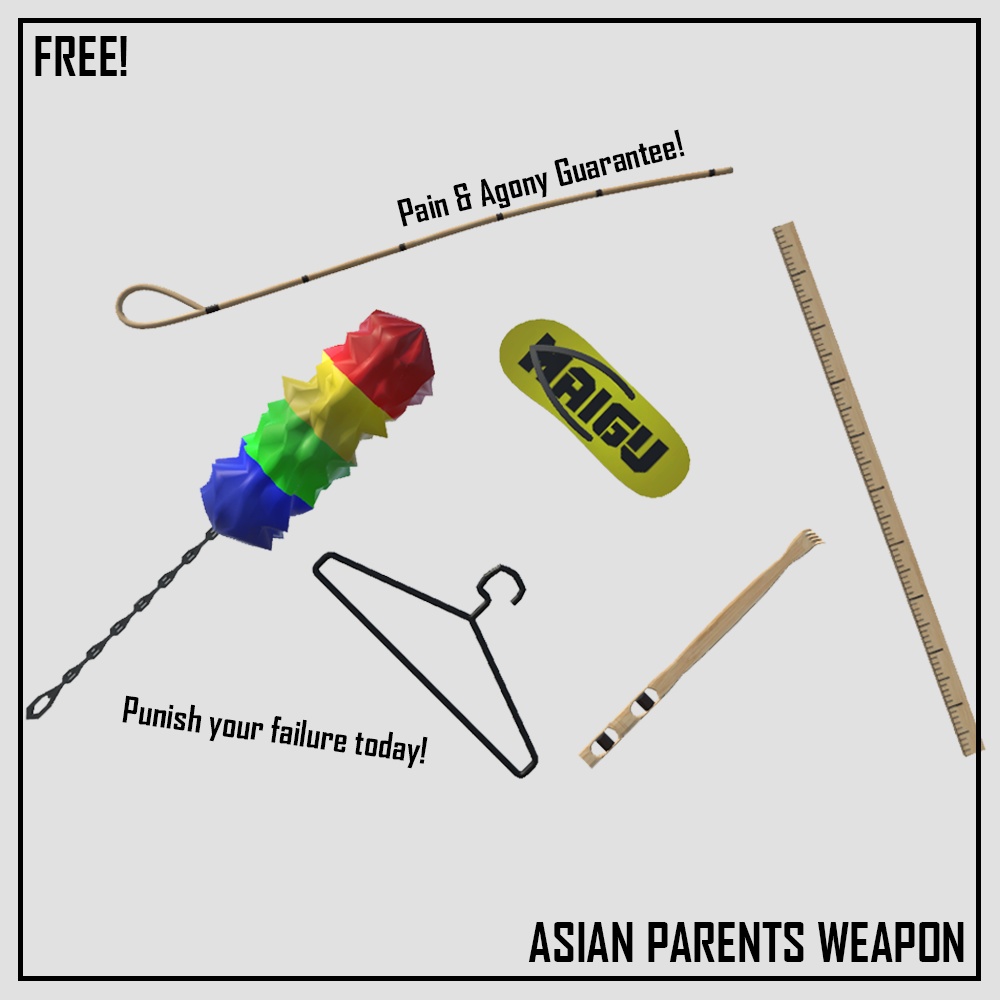 [0¥ / Free] Asian parents weapon (アジアの親の武器)