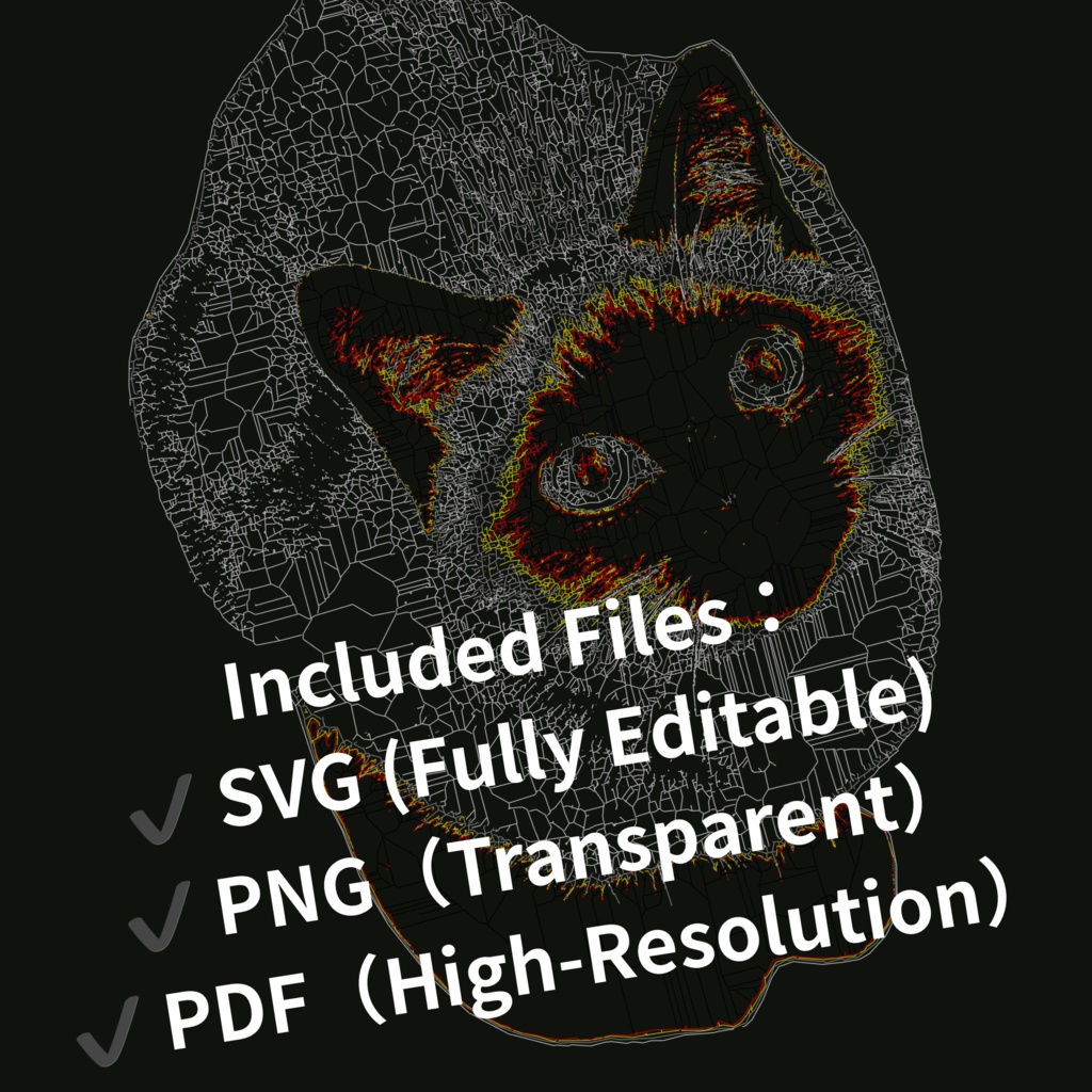 CADで描いた猫の線画素材|ミニマル・設計図風(12点セット)