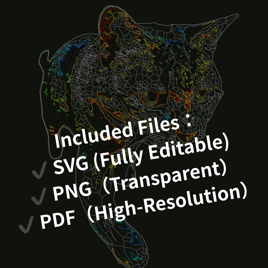 CADで描いた猫の線画素材|ミニマル・設計図風(12点セット)