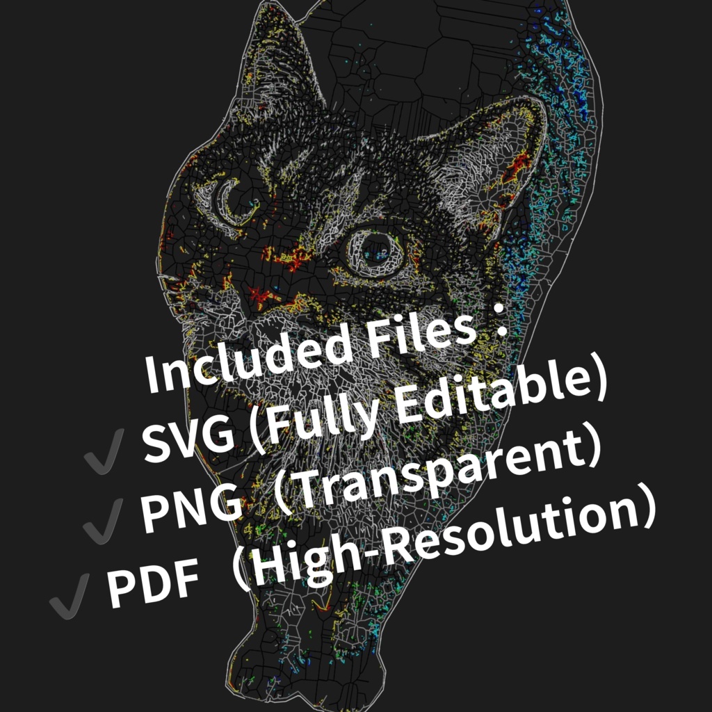 CADで描いた猫の線画素材｜ミニマル・設計図風（12点セット）