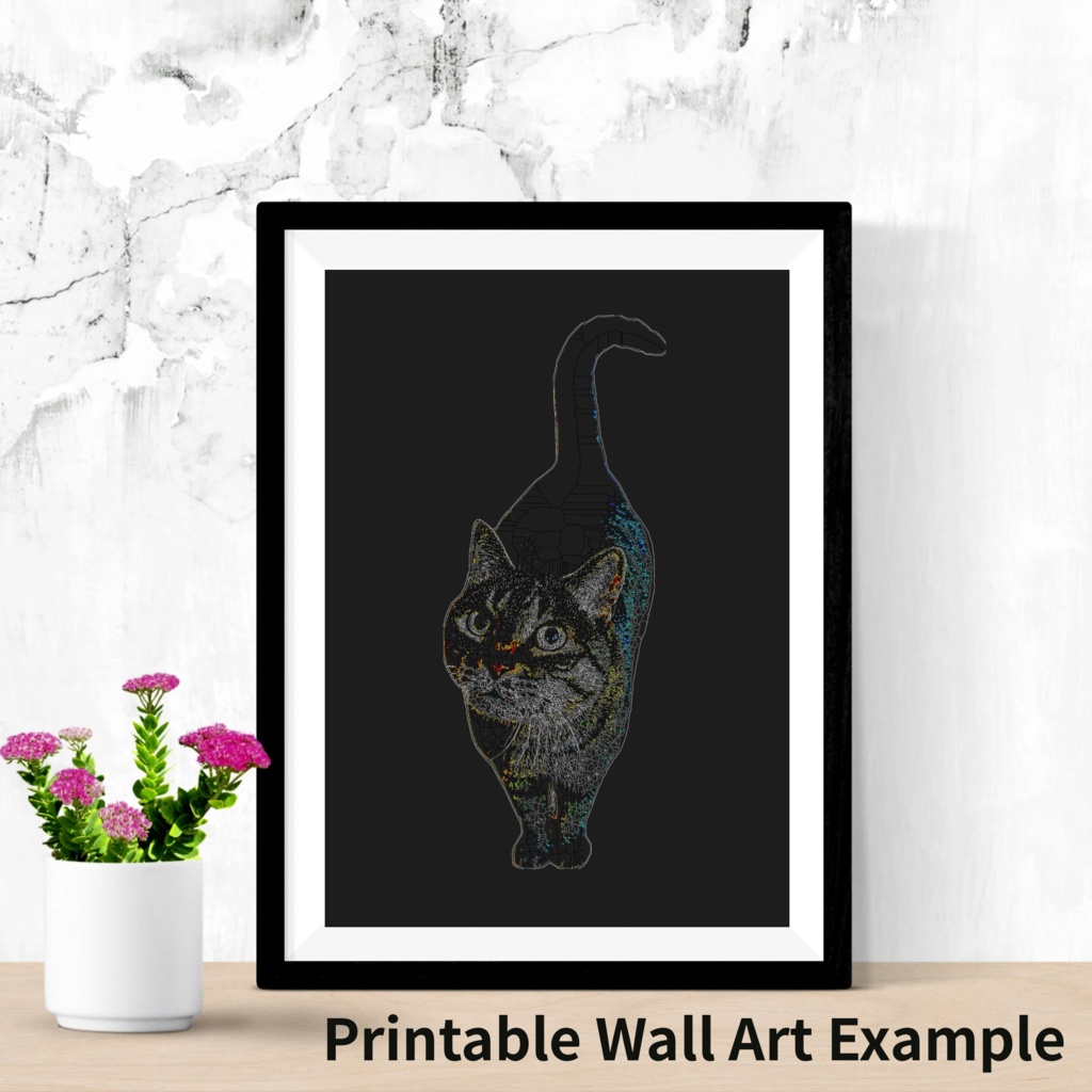 CADで描いた猫の線画素材|ミニマル・設計図風(12点セット)