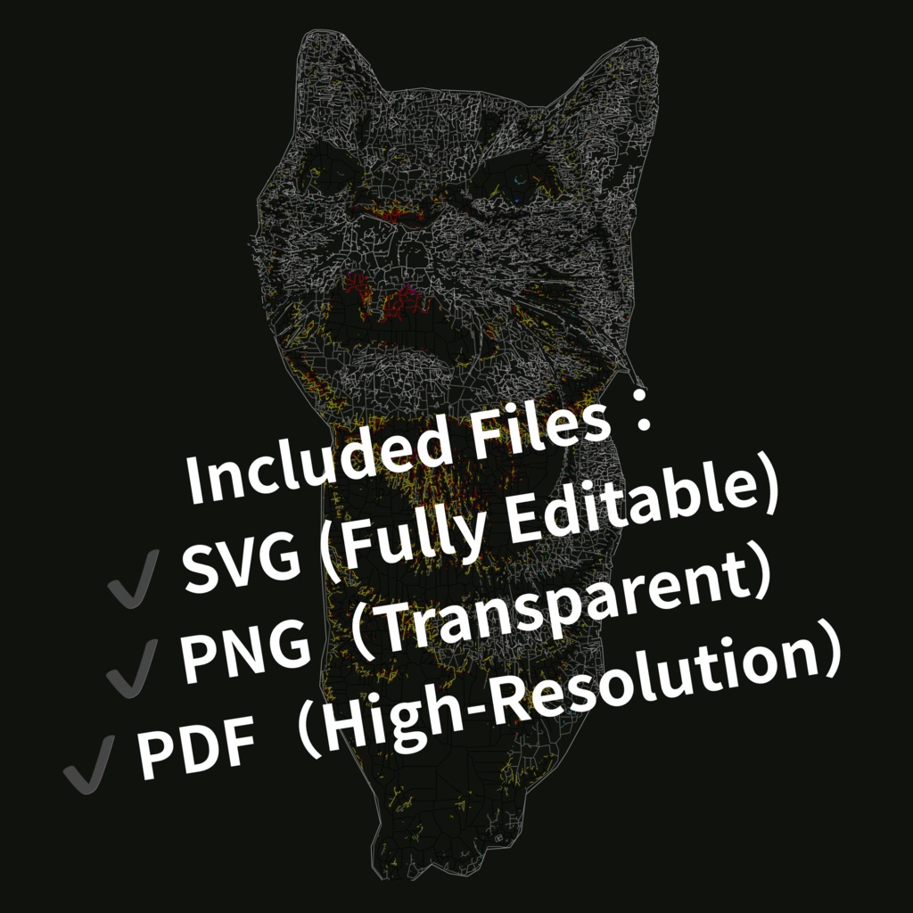 CADで描いた猫の線画素材|ミニマル・設計図風(12点セット)