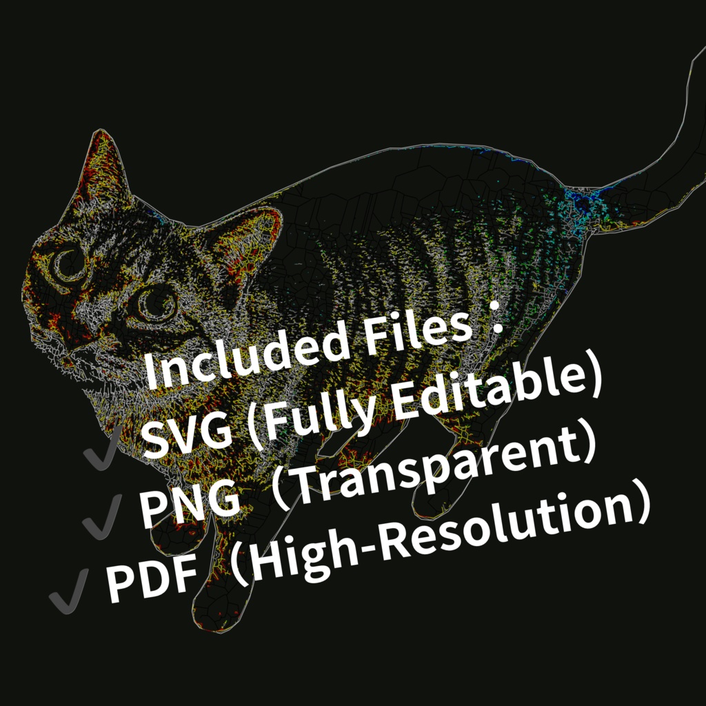 CADで描いた猫の線画素材の 無料お試しデータ