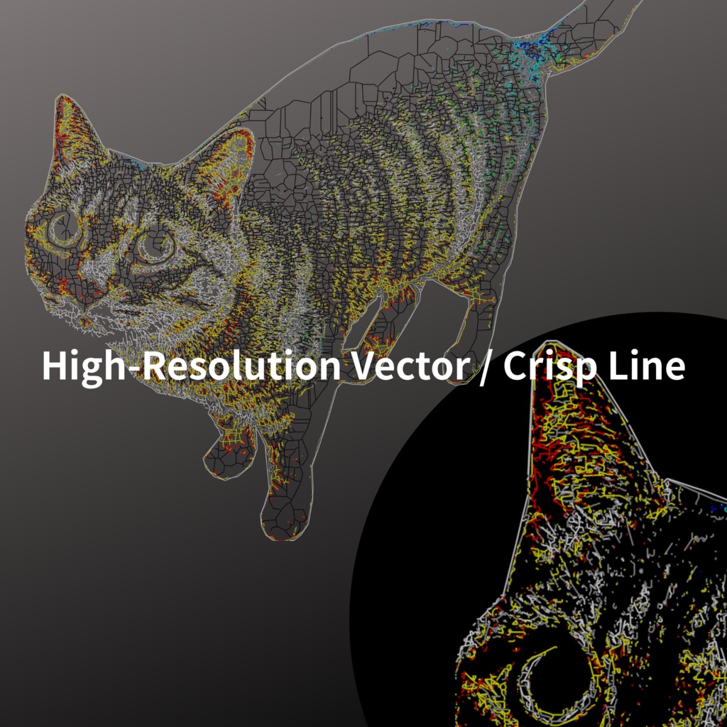 CADで描いた猫の線画素材の 無料お試しデータ