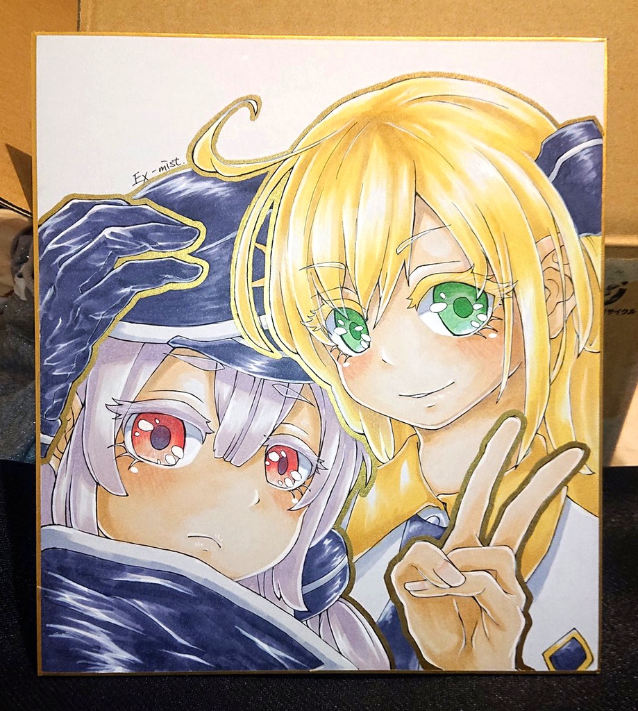 【一点物】閃刀姫レイ＆ロゼ 手描き色紙