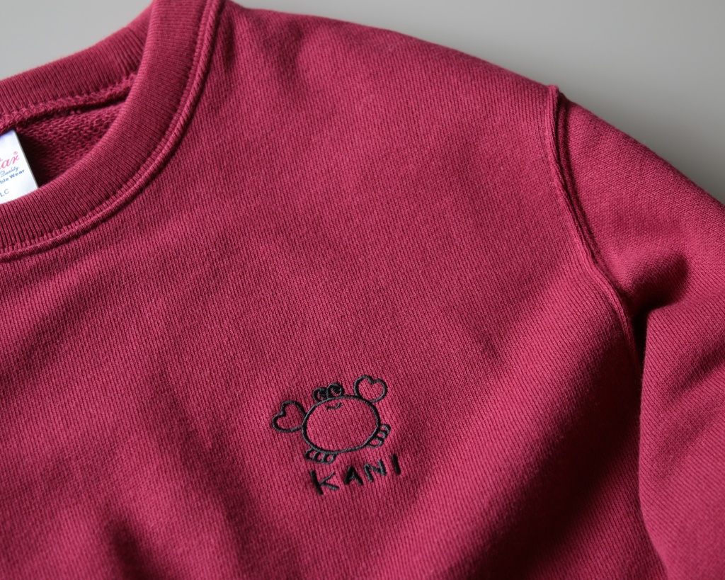 カニの刺繍トレーナー|バーガンディ