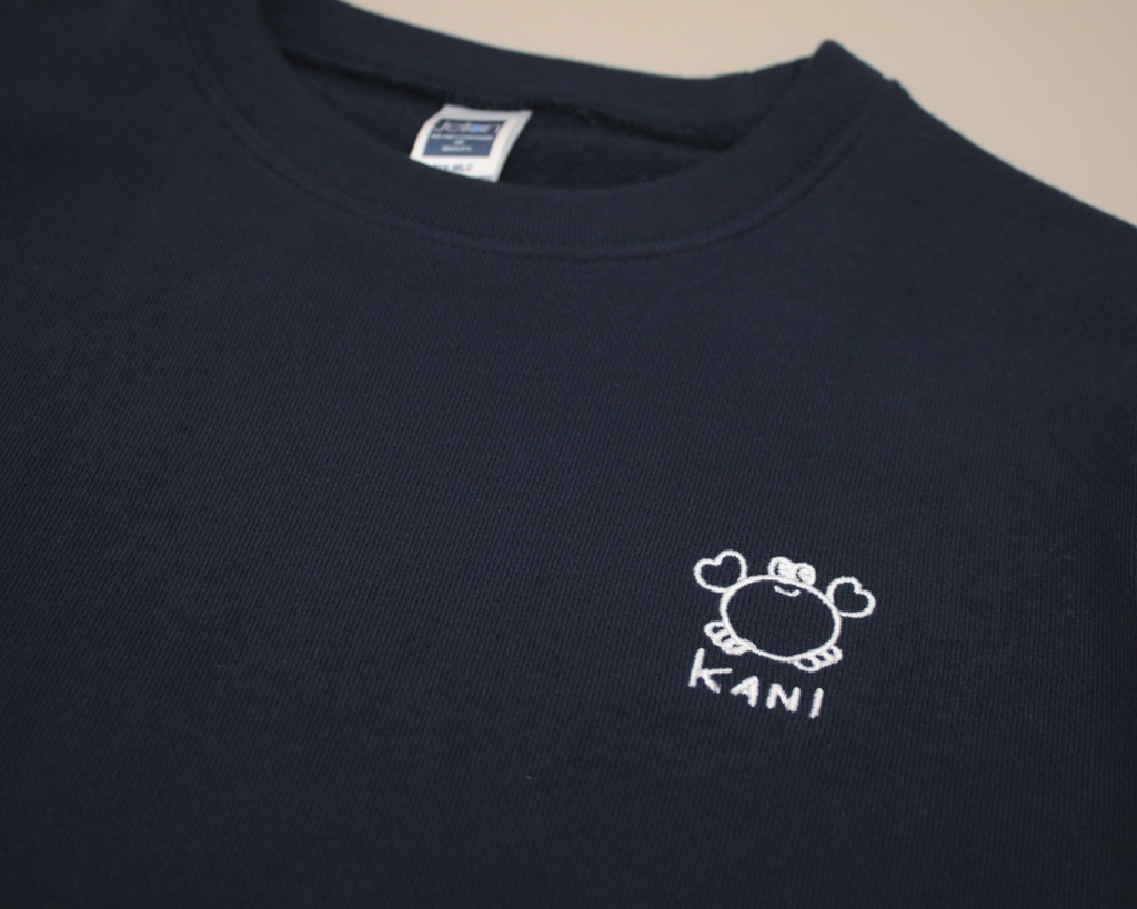 カニの刺繍トレーナー|ネイビー