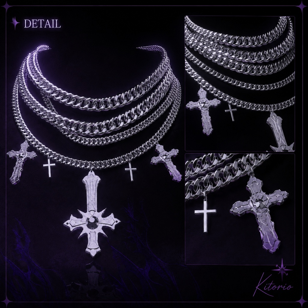【VRChat向け】レイヤードキューバンチェーン|Layered Cuban Chain Necklace