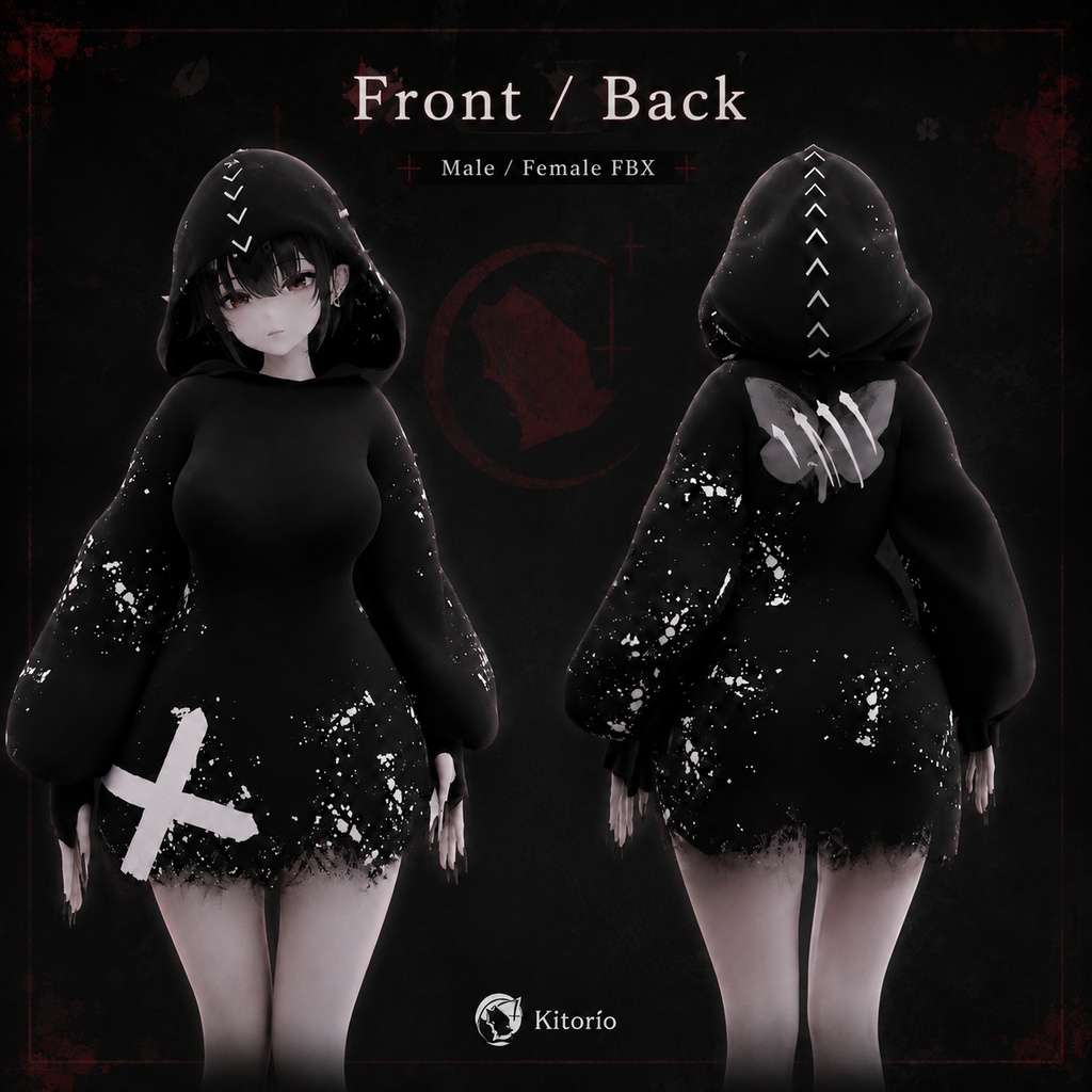 【無料/VRChat向け】オルタゴシックパーカー|Alt Gothic Hoodie