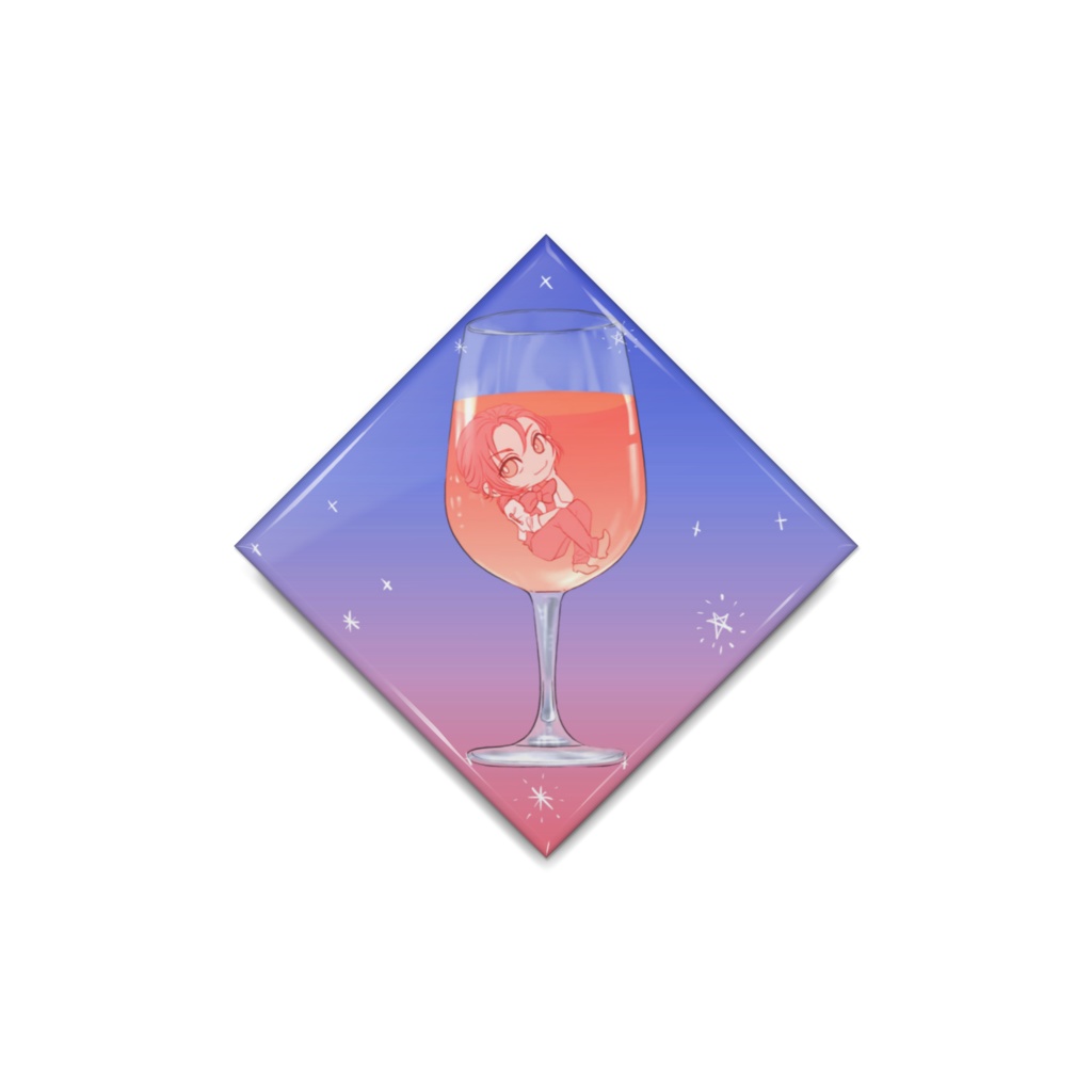 【(ひし形)缶バッジ】夜空のカクテル缶バッジ《Kazuki》【夜のはなまる園】