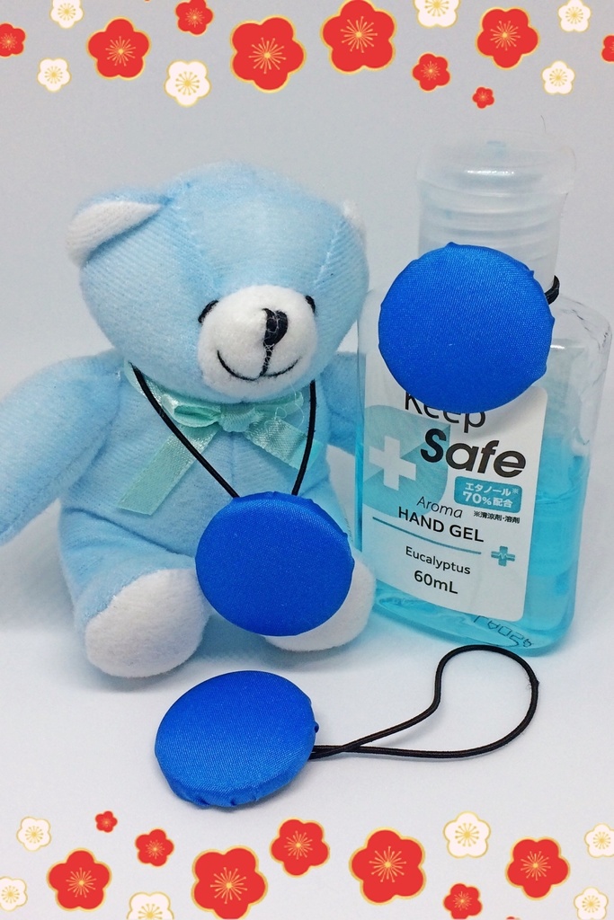 はぎれの发饰(ヘアポニー) ブルー(サテン)