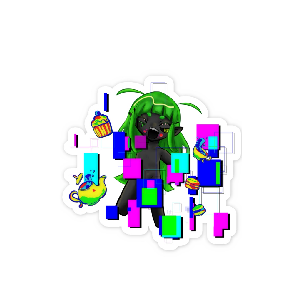 兒巳大米キバツ ステッカー【カフェ】