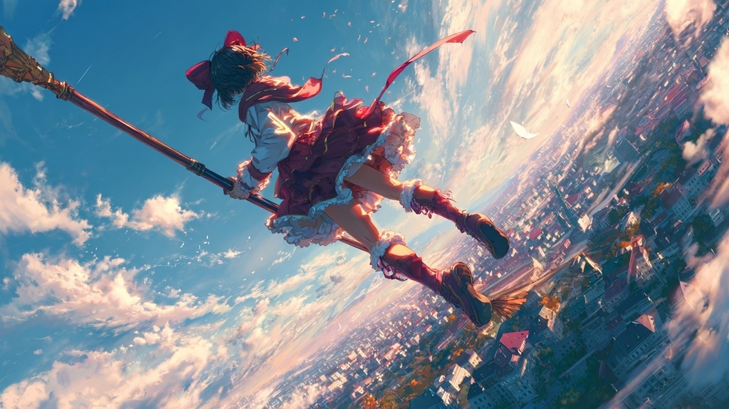 慣れない飛行と魔法少女