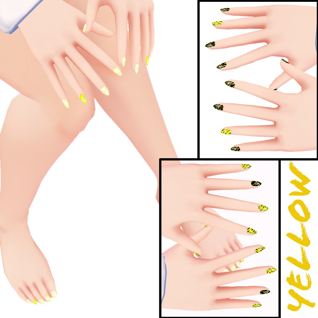 【VRoid】虎柄ネイル17色 l Tiger pattern nail【無料 / FREE】