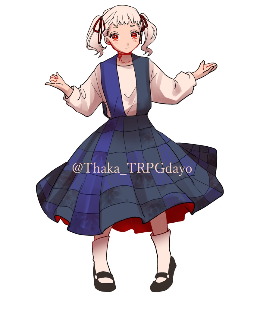 No.1_白髪ツインテール少女_全身立ち絵(無料)