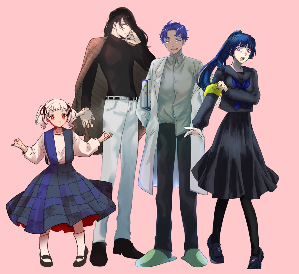 No.4_セーラー服の女性_全身立ち絵(無料)