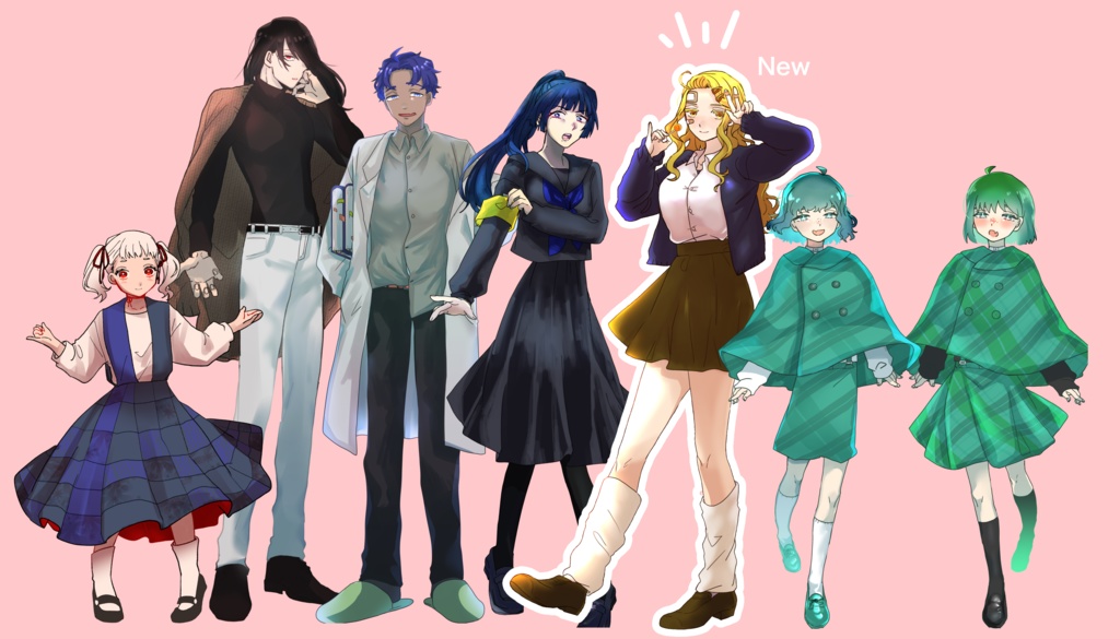 No.6_制服を着た金髪の女性_全身立ち絵(無料)