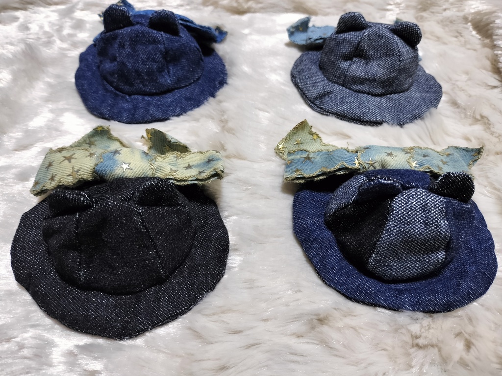 デニムくま帽子