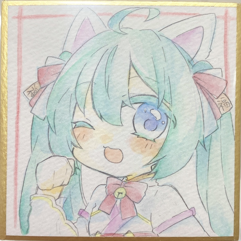 ボカロ豆色紙【イラスト原画】