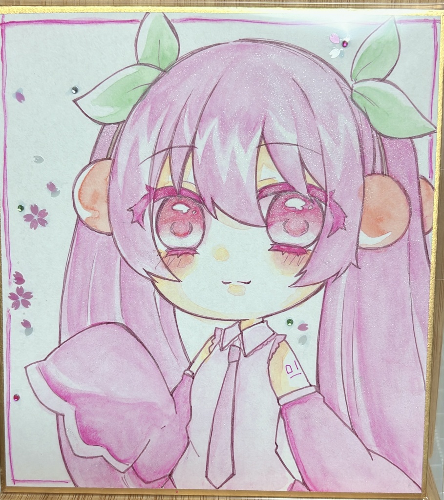 ミクさん小色紙【アナログ原画】