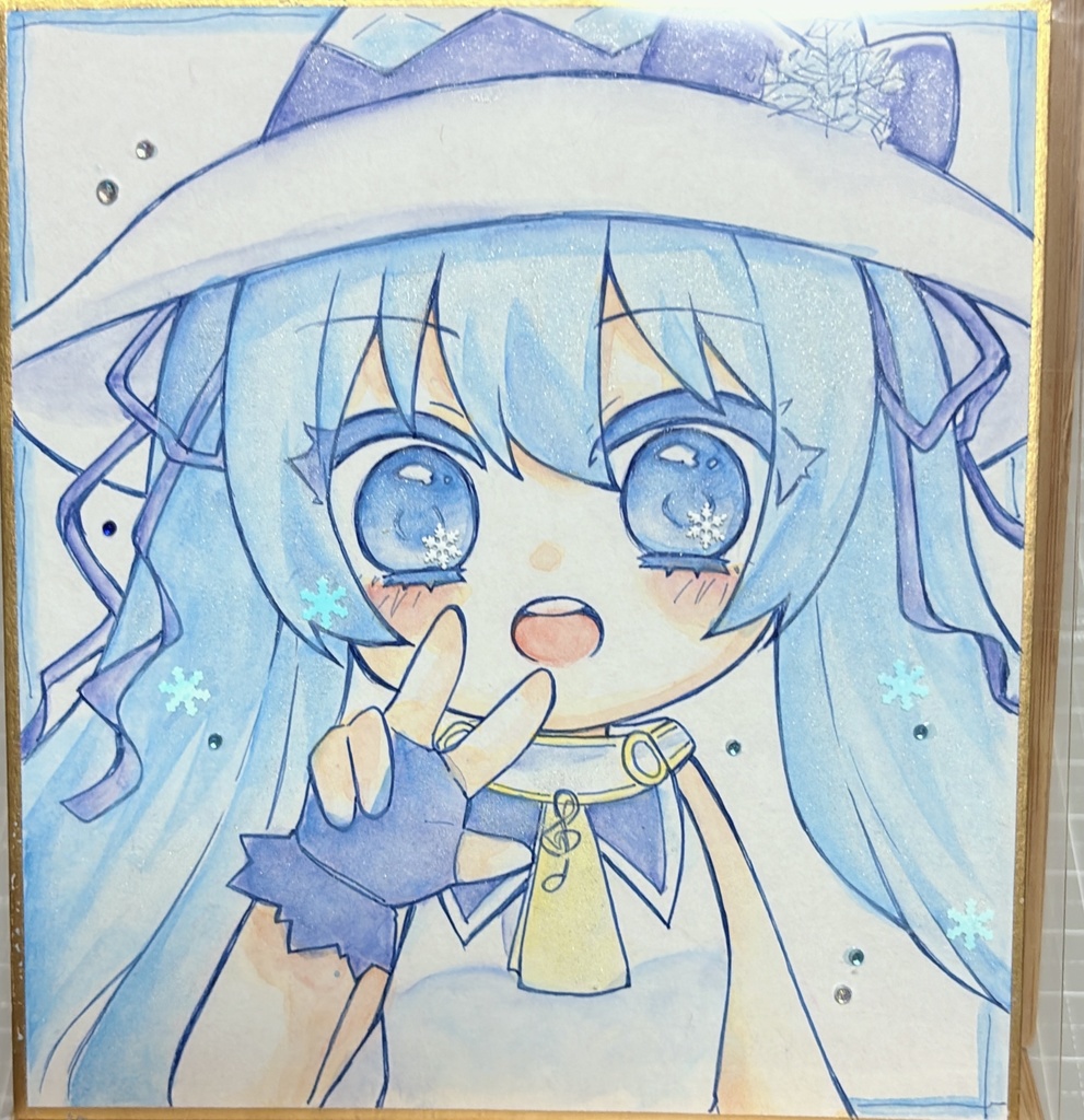 ミクさん小色紙【アナログ原画】