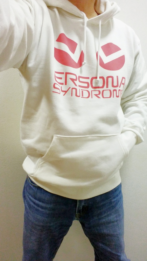 ERSONAプルパーカー(白&ロゴ赤)
