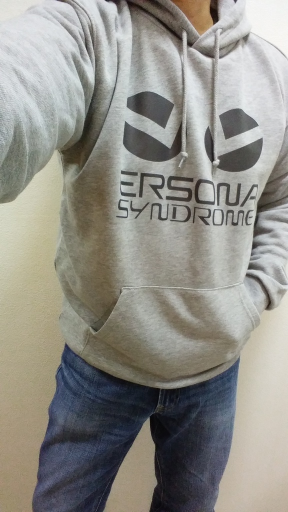ERSONAプルパーカー(杢グレー&ロゴ黒)