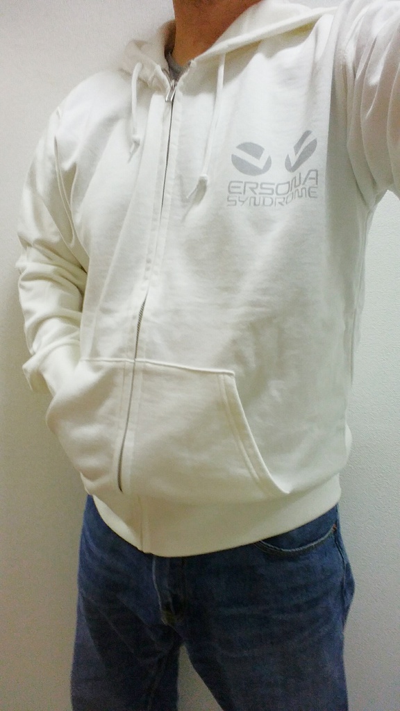 ERSONAジップパーカー(白&ロゴグレー)